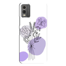 Силиконовый чехол с принтом в цветах на Nokia C32 – Фиолетовый букет