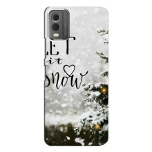 Новогодние, Праздничные Чехлы для Nokia C32 - 2024 год (Let it snow)