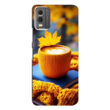 Чехол с уникальным дизайном «Осень с кофе» для Nokia C32 – Кофе с жёлтым