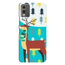 Силиконовый бампер с картинкой животных для Nokia C32 (Олень с шарфом)