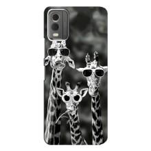 Силиконовый чехол с КАРТИНКАМИ лето для Nokia C32 (AlphaPrint) – Жирафы в очках