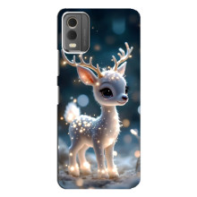 Яркий чехол для Nokia C32 с Зимними Оленятами – Блистающий оленёнок