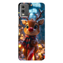 Яркий чехол для Nokia C32 с Зимними Оленятами – Олень в шарфе