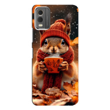 Печатный чехол «Зверята с кофе» для Nokia C32 – Белка с кофе