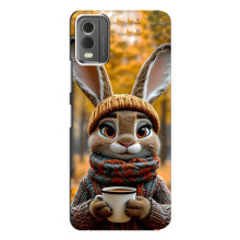 Печатный чехол «Зверята с кофе» для Nokia C32 – Зайчик с кофе