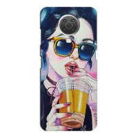 Чехол с картинкой Модные Девчонки Nokia G10 – Девушка с коктейлем