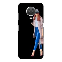 Чехол с картинкой Модные Девчонки Nokia G10 – Девушка со смартфоном