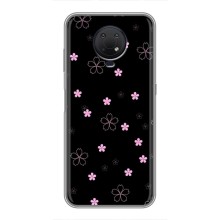 Чохол з розовим принтом для Nokia G10 (Рожеві квіти на чорному)