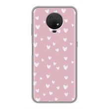 Чохол з розовим принтом для Nokia G10 (Сердечки на рожевому)