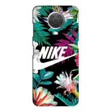 Силиконовый Чехол на Nokia G10 с картинкой Nike (Цветочный Nike)