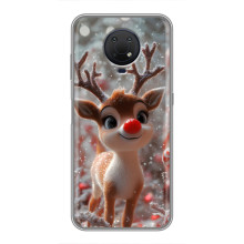 Яркий чехол для Nokia G10 с Зимними Оленятами (Олень с носом)