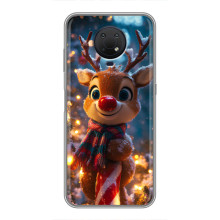 Яркий чехол для Nokia G10 с Зимними Оленятами (Олень в шарфе)