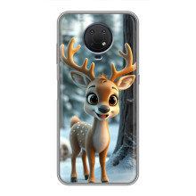 Яркий чехол для Nokia G10 с Зимними Оленятами (Оленёнок в лесу)