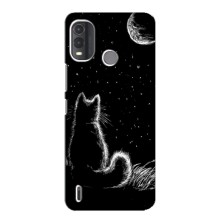 Чехол с принтом для Nokia G11 Plus (AlphaPrint) Модные коты (Котик и луна)