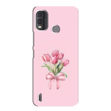 Чехол с розовым рисунком для Nokia G11 Plus (Букет цветов)