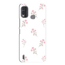 Чехол с розовым рисунком для Nokia G11 Plus (Розовые цветы)