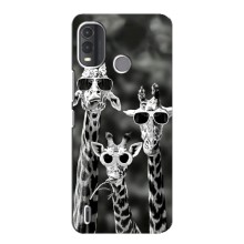 Силиконовый чехол с КАРТИНКАМИ лето для Nokia G11 Plus (AlphaPrint) (Жирафы в очках)
