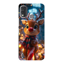 Яркий чехол для Nokia G11 Plus с Зимними Оленятами – Олень в шарфе