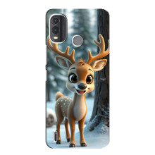 Яркий чехол для Nokia G11 Plus с Зимними Оленятами – Оленёнок в лесу