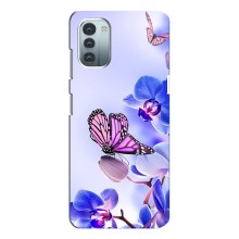 Чохли з квітами для Nokia G11 (VPrint) (Метелик на квітах)