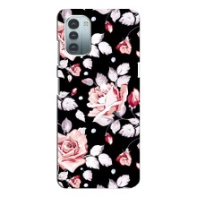 Чохли з квітами для Nokia G11 (VPrint) (Квіти на чорному)