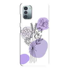 Силиконовый чехол с принтом в цветах на Nokia G11 – Фиолетовый букет