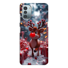 Яркий чехол для Nokia G11 с Зимними Оленятами – Олень среди подарков