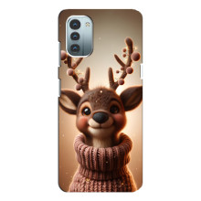 Яркий чехол для Nokia G11 с Зимними Оленятами – Олень в свитере