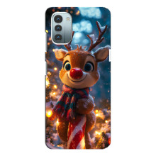 Яркий чехол для Nokia G11 с Зимними Оленятами – Олень в шарфе