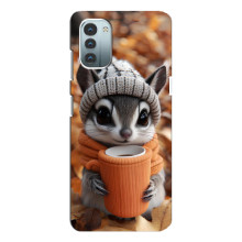 Печатный чехол «Зверята с кофе» для Nokia G11