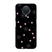 Чохол з розовим принтом для Nokia G20 (Рожеві квіти на чорному)