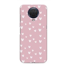 Чохол з розовим принтом для Nokia G20 (Сердечки на рожевому)