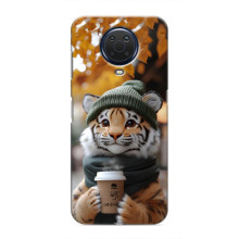 Печатный чехол «Зверята с кофе» для Nokia G20 – Тигр с кофе