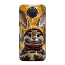 Печатный чехол «Зверята с кофе» для Nokia G20 – Зайчик с кофе