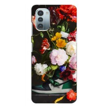 Брендновые Чехлы для Nokia G21 - (PREMIUMPrint) (Nike цветы)