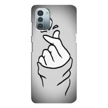 Чехол с принтом для Nokia G21 (AlphaPrint - Знак сердечка) – Значок Love