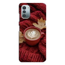 Чехол с уникальным дизайном «Осень с кофе» для Nokia G21 – Кофе на пледе