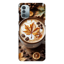 Чехол с уникальным дизайном «Осень с кофе» для Nokia G21 – Пряный кофе