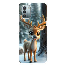 Яркий чехол для Nokia G21 с Зимними Оленятами – Оленёнок в лесу
