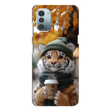 Друкований чохол 'Звірята з кавою' для Nokia G21 – Тигр з кавою