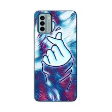 Чехол с принтом для Nokia G22 (AlphaPrint - Знак сердечка) – Радужное сердце