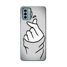 Чехол с принтом для Nokia G22 (AlphaPrint - Знак сердечка) – Значок Love