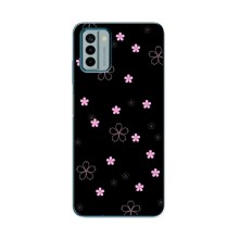Чохол з розовим принтом для Nokia G22 (Рожеві квіти на чорному)