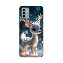 Яркий чехол для Nokia G22 с Зимними Оленятами – Блистающий оленёнок