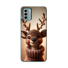 Яркий чехол для Nokia G22 с Зимними Оленятами – Олень в свитере