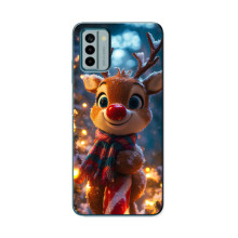 Яркий чехол для Nokia G22 с Зимними Оленятами – Олень в шарфе