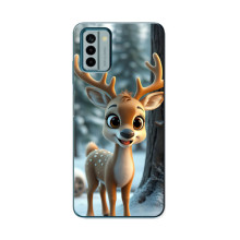 Яркий чехол для Nokia G22 с Зимними Оленятами – Оленёнок в лесу