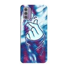 Чехол с принтом для Nokia G42 (AlphaPrint - Знак сердечка) – Радужное сердце