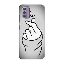 Чехол с принтом для Nokia G42 (AlphaPrint - Знак сердечка) – Значок Love