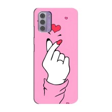 Чехол с принтом для Nokia G42 (AlphaPrint - Знак сердечка) – Знак Love